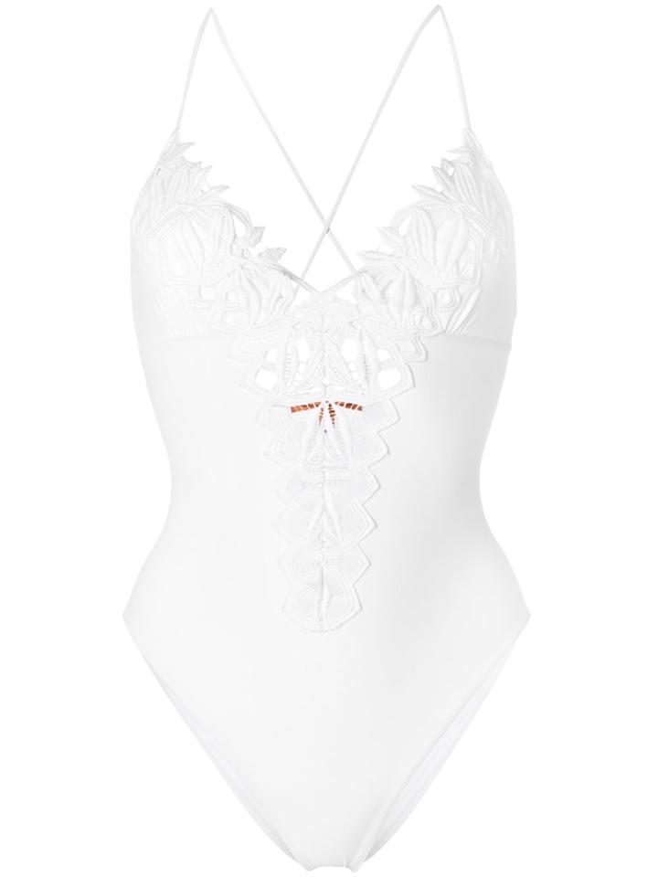 Ermanno Scervino Floral Trim One-piece - White