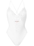 Ermanno Scervino Floral Trim One-piece - White