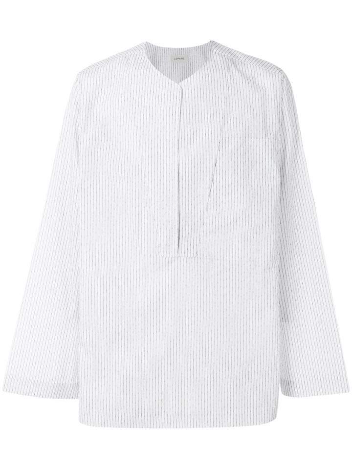 Lemaire Stripe Pull-over Fitted Shirt - White