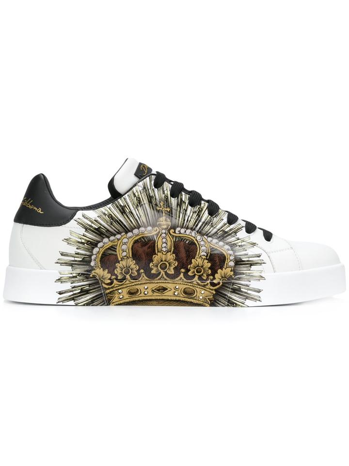 Dolce & Gabbana Crown Print Sneakers - White
