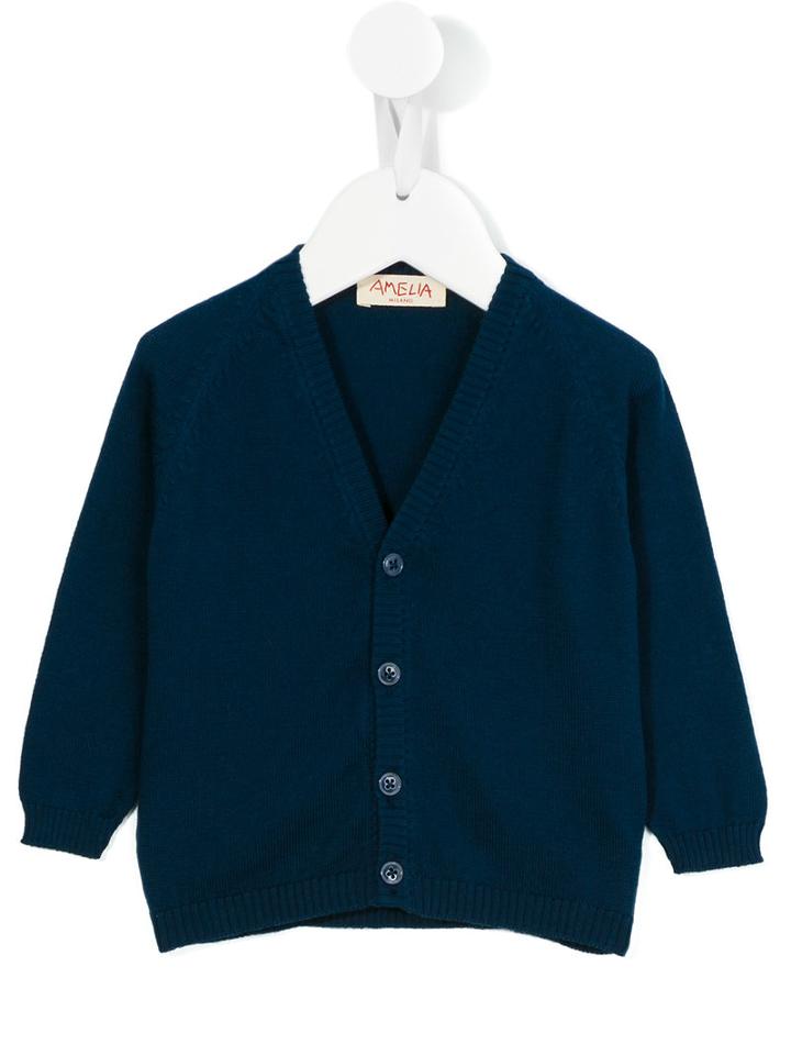 Amelia Milano - V-neck Cardigan - Kids - Cotton - 9-12 Mth, Blue