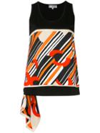 Carven - Striped Tank Top - Women - Silk/cotton - Xs, Black, Silk/cotton