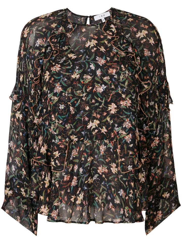 Iro - Bow Floral Top - Women - Viscose - 40, Black, Viscose