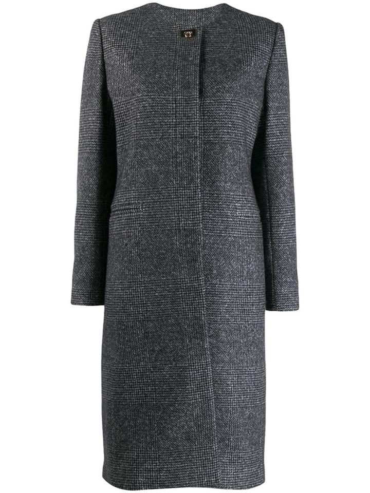 Salvatore Ferragamo Houndstooth Single-breasted Coat - Grey