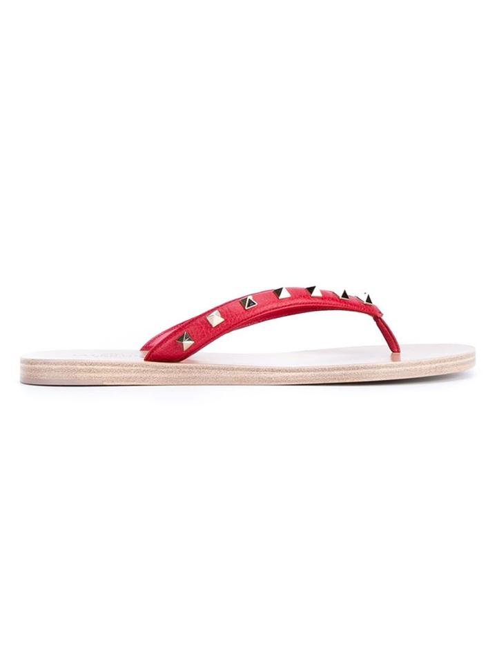 Valentino Garavani Leather Rockstud Thong Sandals