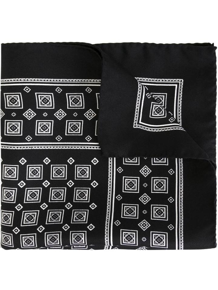 Dolce & Gabbana Tile Print Pocket Square, Men's, Black, Silk