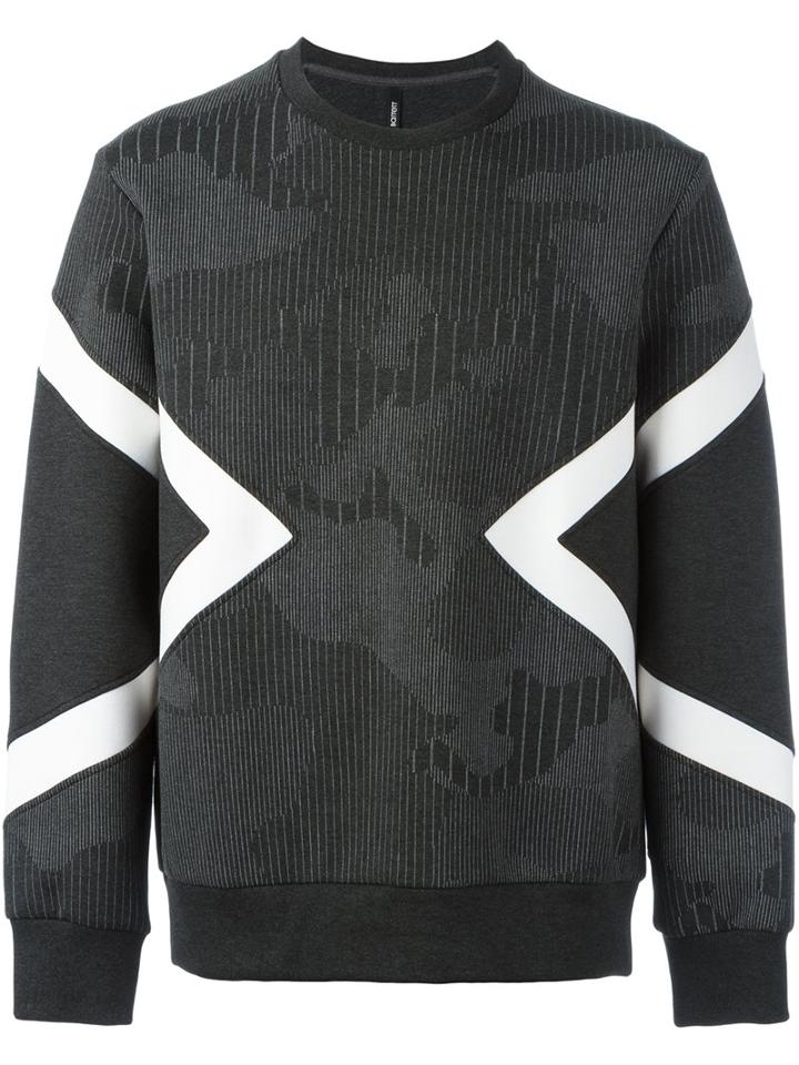 Neil Barrett Colour Block Sweatshirt, Men's, Size: Small, Grey, Lyocell/viscose/cotton/spandex/elastane