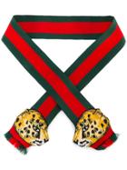 Gucci Web Scarf With Tiger Embroideries - Red