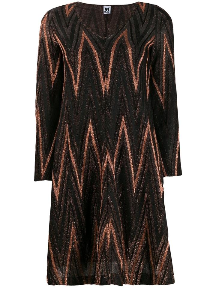 M Missoni Zigzag Metallic Knit Dress - Black