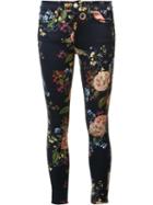 7 For All Mankind Floral Print Cropped Jeans, Women's, Size: 28, Blue, Cotton/spandex/elastane