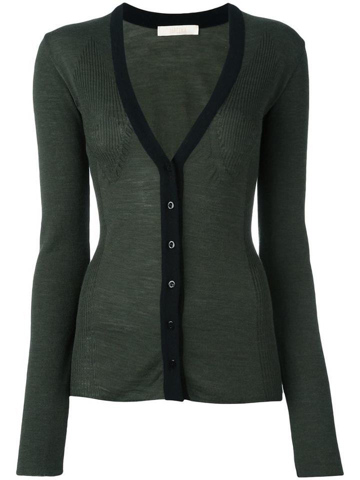 Ssheena Contrast Placket Cardigan, Women's, Size: 40, Green, Merino