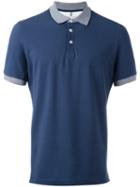 Brunello Cucinelli Striped Collar Polo Shirt, Men's, Size: Xxl, Blue, Cotton