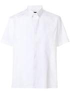 Les Hommes Short Sleeve Shirt With Contrast Piquet - White