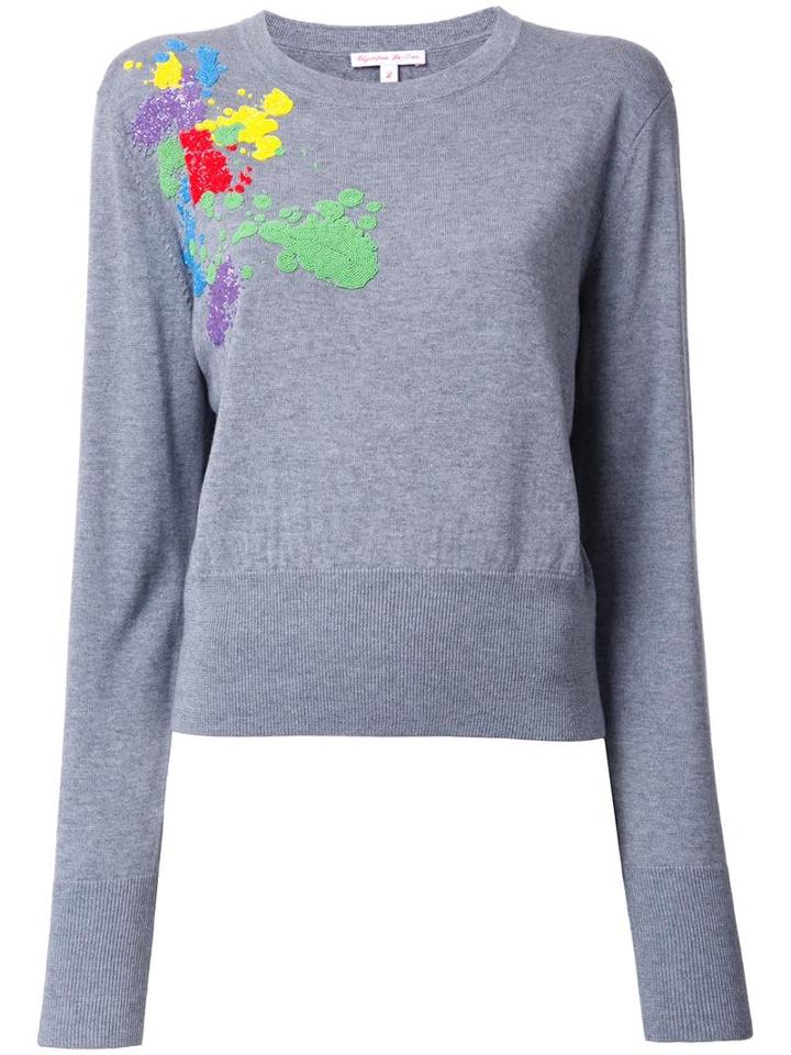 Olympia Le-tan Embroidered Sweatshirt, Women's, Size: Small, Grey, Silk/cotton/cashmere