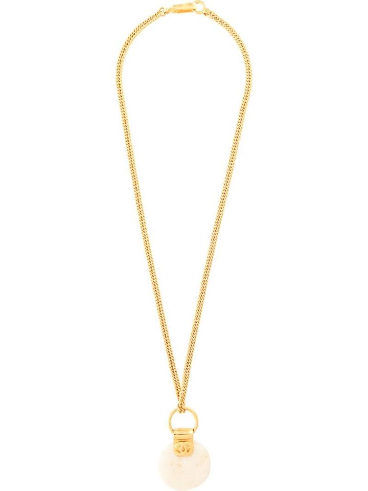 Chanel Pre-owned Round Stone Long Necklace - Gold