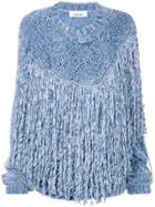 Circus Hotel Oversized Fringe Sweater - Blue