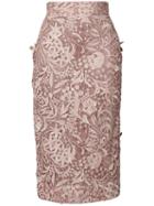 J. Mendel - Guipure Lace Pencil - Women - Organic Cotton - 10, Pink/purple, Organic Cotton