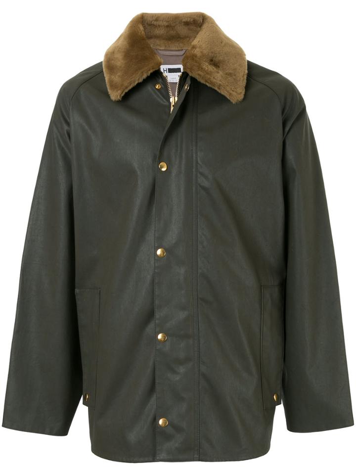H Beauty & Youth Faux Fur Collar Jacket - Green