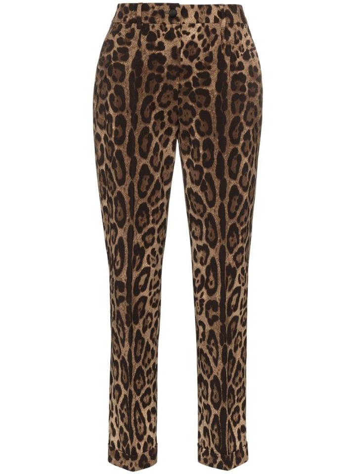 Dolce & Gabbana Leopard Print Slim-fit Trousers - Brown