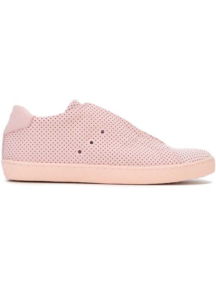 Leather Crown Perforated Sneakers, Men's, Size: 45, Pink/purple, Leather/rubber/cotton