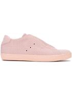 Leather Crown Perforated Sneakers, Men's, Size: 45, Pink/purple, Leather/rubber/cotton