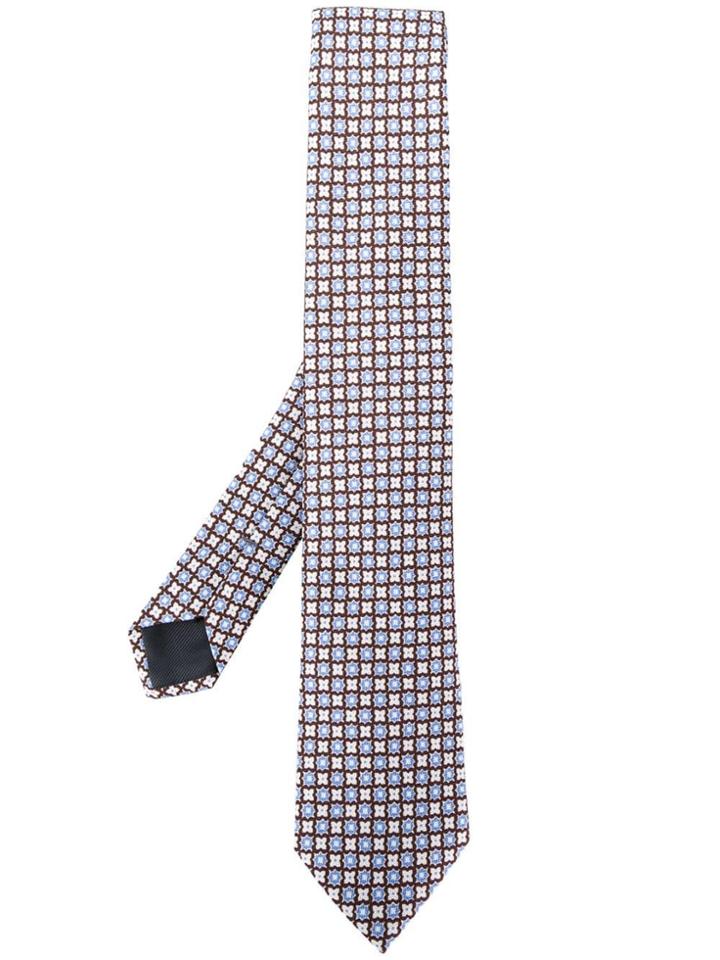 Ermenegildo Zegna Micro Flower Print Neck Tie - Blue