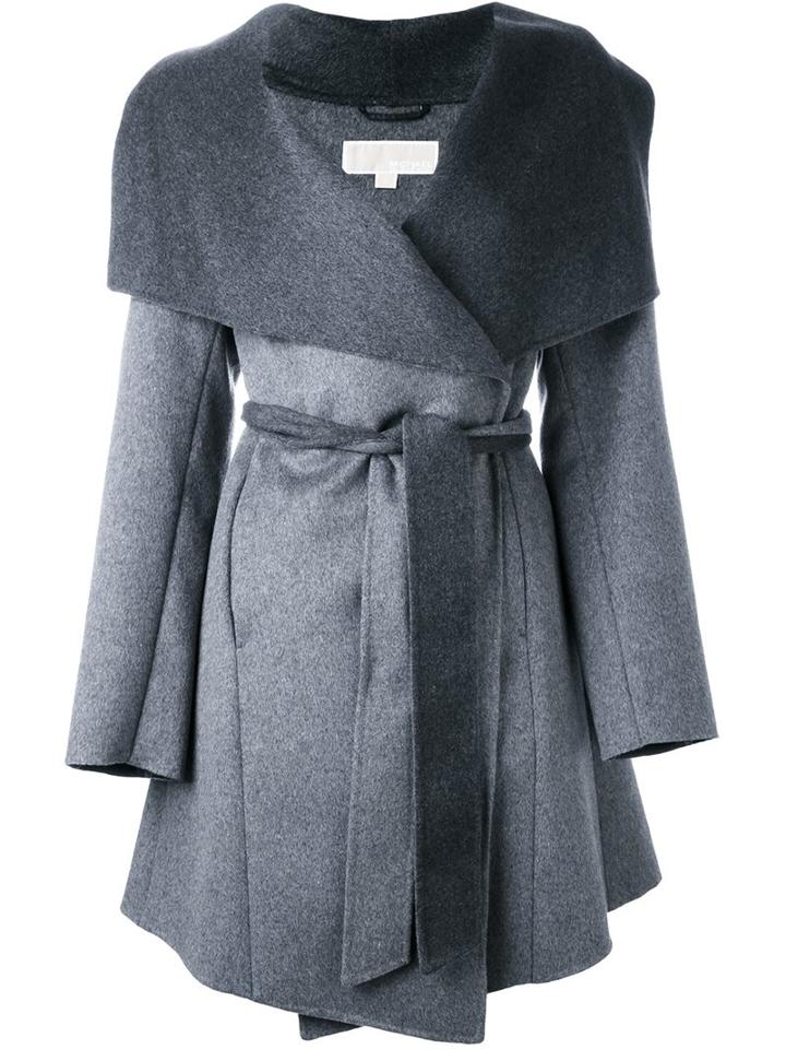 Michael Michael Kors Double-face Peaked Cardigan Coat, Women's, Size: Large, Grey, Acrylic/polyester/wool/other Fibers