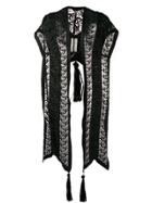 William Vintage Lace-embroidered Sleeveless Coat - Black