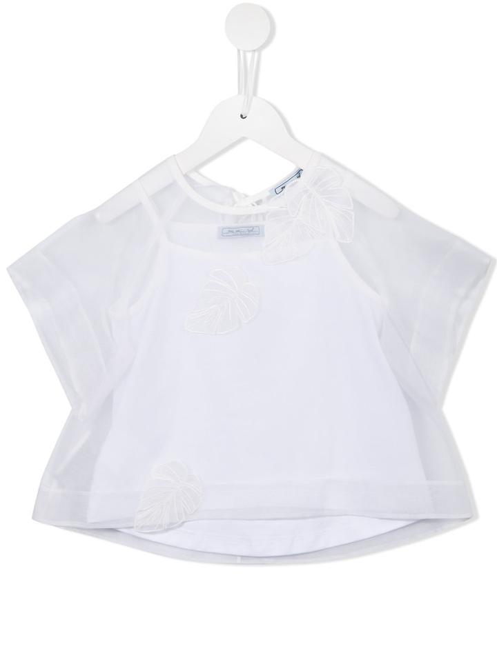 Mi Mi Sol Layered Leaf Appliqué Top, Girl's, Size: 8 Yrs, White