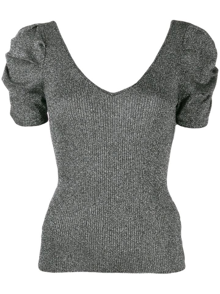 Sandro Paris Slim-fit Metallized Top - Silver