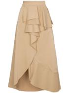 Johanna Ortiz Frou Frou Cotton-blend Ruffled Wrap Skirt - Neutrals