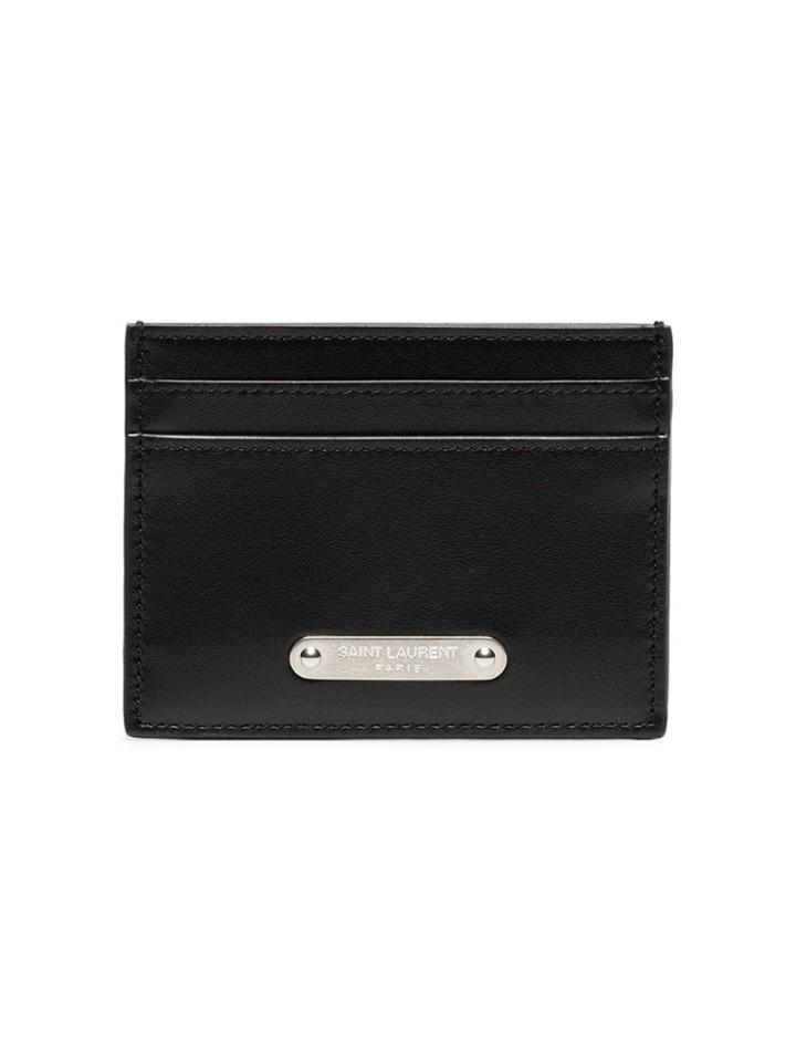 Saint Laurent Black Logo Badge Leather Cardholder