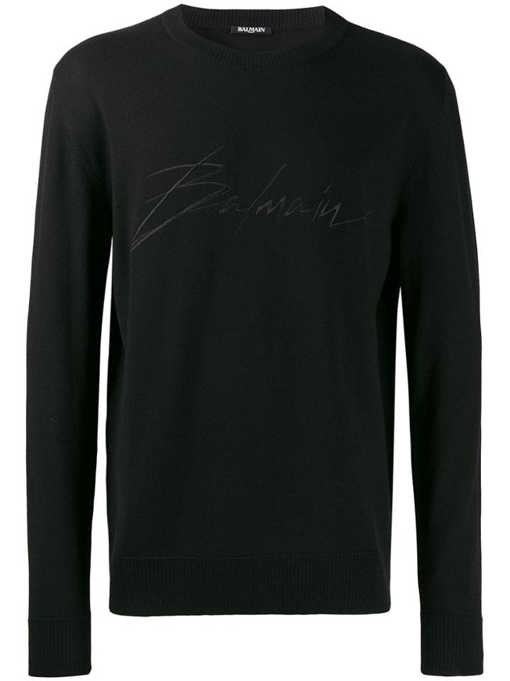 Balmain Embroidered Logo Jumper - Black
