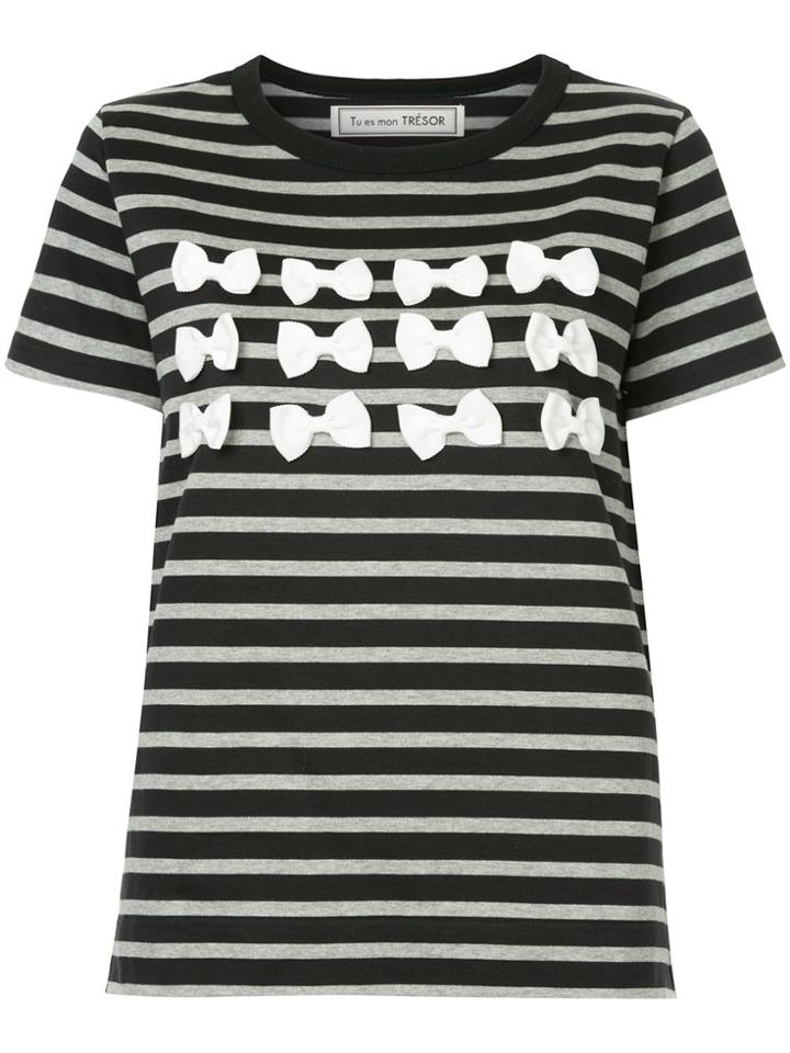 Tu Es Mon Trésor Front Ribbon T-shirt - Black