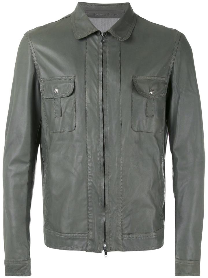 Zipped Jacket - Men - Leather/viscose - 54, Grey, Leather/viscose, Salvatore Santoro