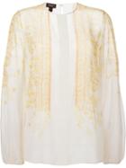 Giambattista Valli Sheer Printed Blouse, Women's, Size: 44, Nude/neutrals, Silk/cotton/viscose