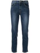 Sjyp Back Contrast Cropped Jeans - Blue