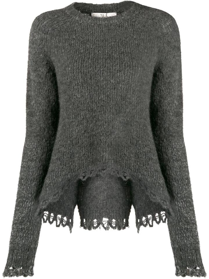 Tela Scalloped Ribbed Jumper - Grey