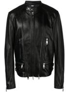 Dolce & Gabbana Zip Detail Leather Jacket - Black