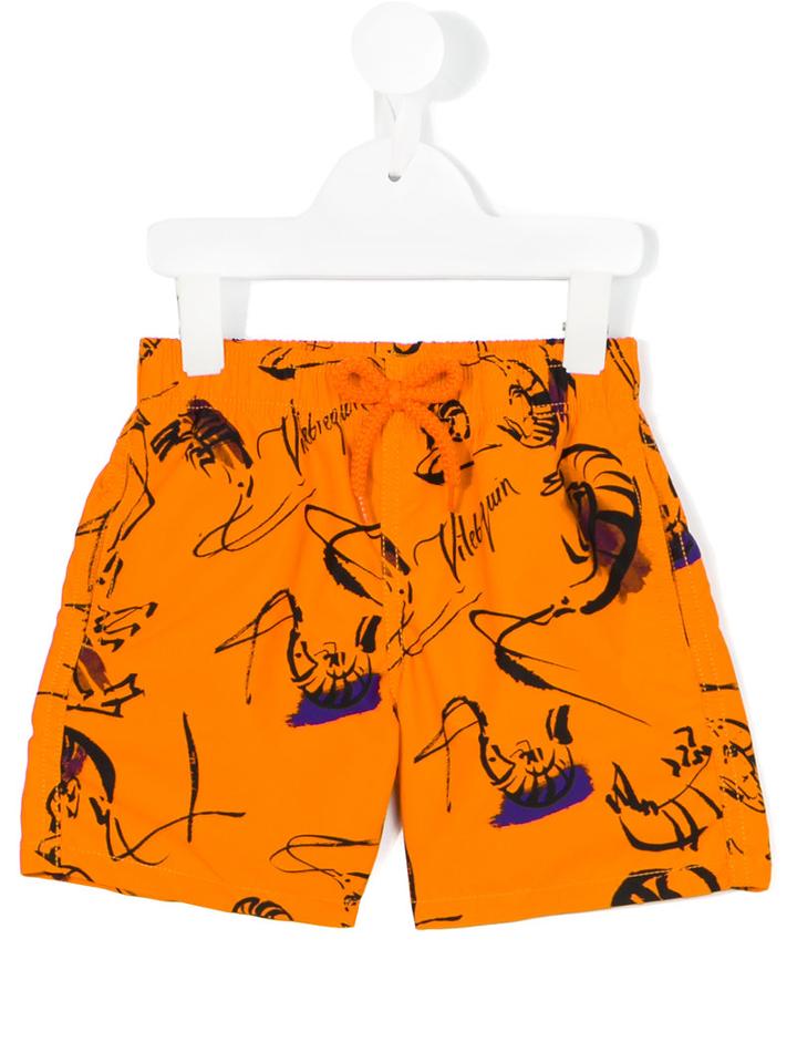 Vilebrequin Kids Print Swim Shorts, Toddler Boy's, Size: 4 Yrs, Yellow/orange
