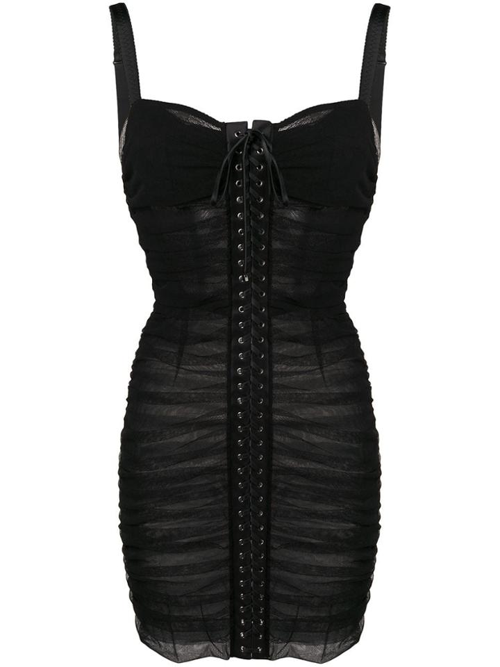 Dolce & Gabbana Lace-up Ruched Dress - Black