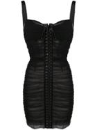 Dolce & Gabbana Lace-up Ruched Dress - Black