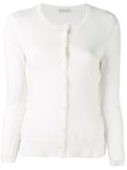 Moncler - Round Neck Cardigan - Women - Cotton/polyester - L, White, Cotton/polyester