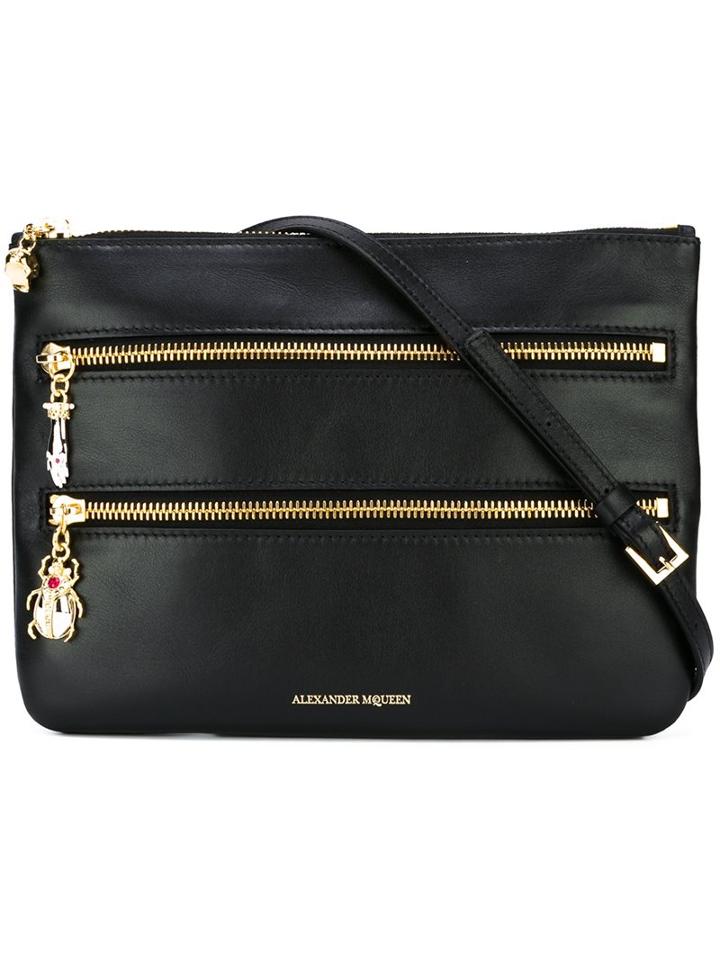 Alexander Mcqueen Triple Zip Crossbody Bag, Women's, Black