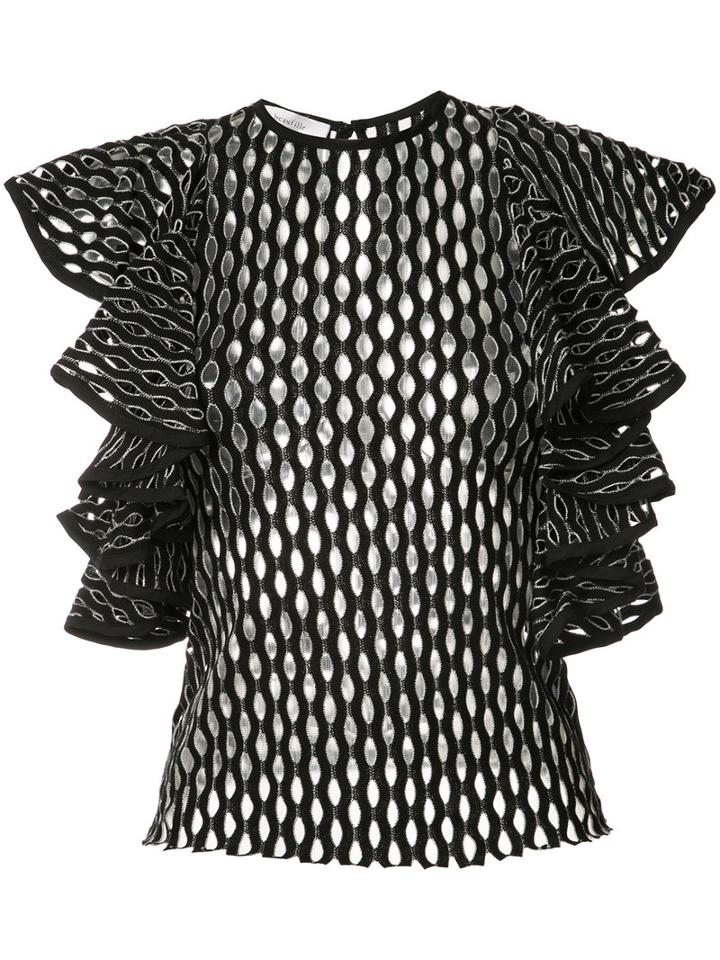 Beaufille - Desina Ruffle Tank Top - Women - Polyester/viscose - M, Black, Polyester/viscose