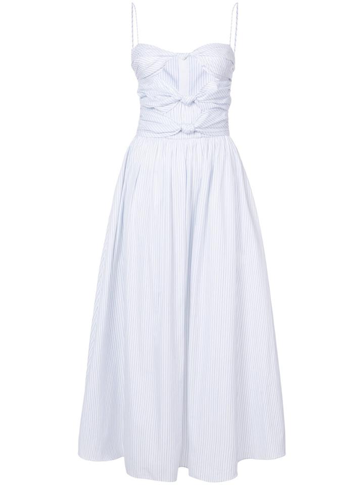 Adam Lippes Knotted Front Striped Dress - Blue