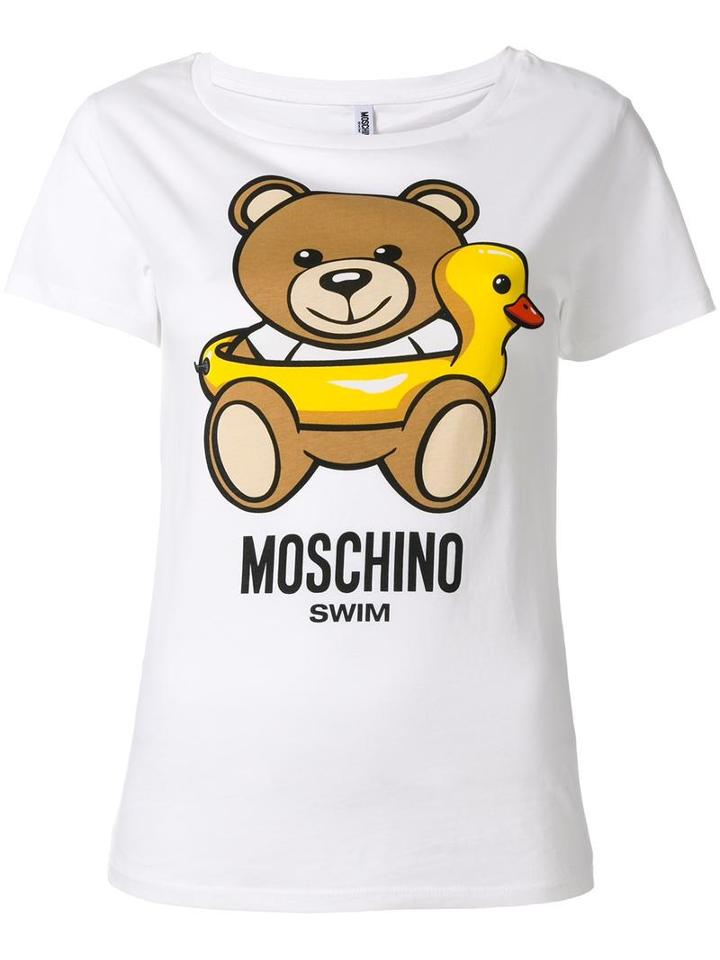 Moschino Swim Bear Print T-shirt, Women's, Size: Large, White, Cotton