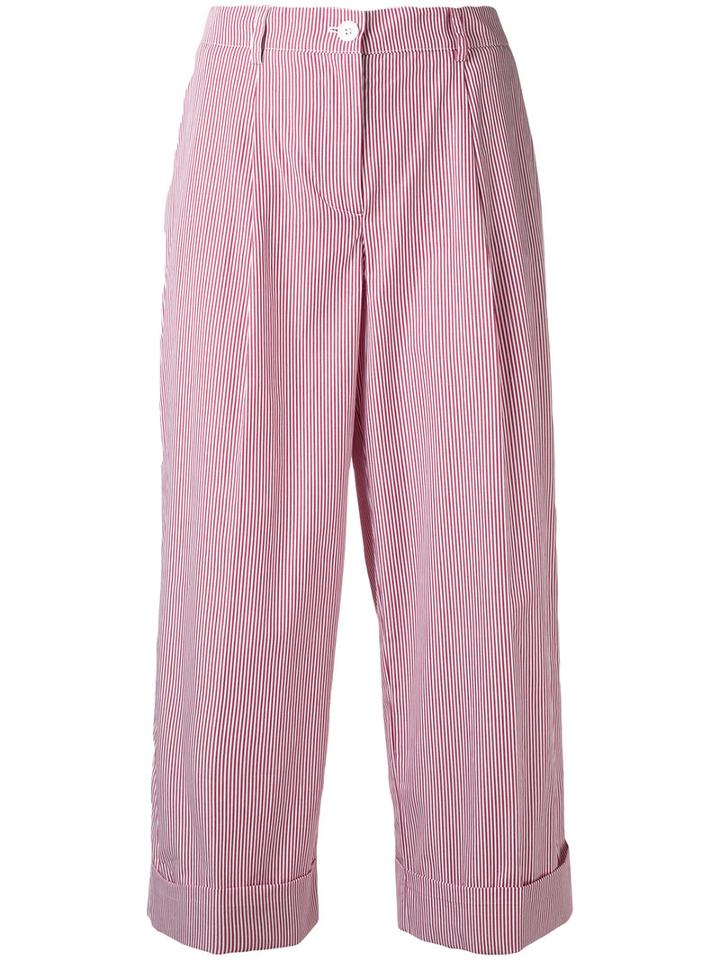 P.a.r.o.s.h. - Cropped Pinstripe Flare Trousers - Women - Cotton - Xs, Red, Cotton