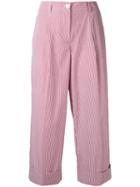 P.a.r.o.s.h. - Cropped Pinstripe Flare Trousers - Women - Cotton - Xs, Red, Cotton