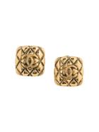 Chanel Vintage Cc Square Earrings - Gold